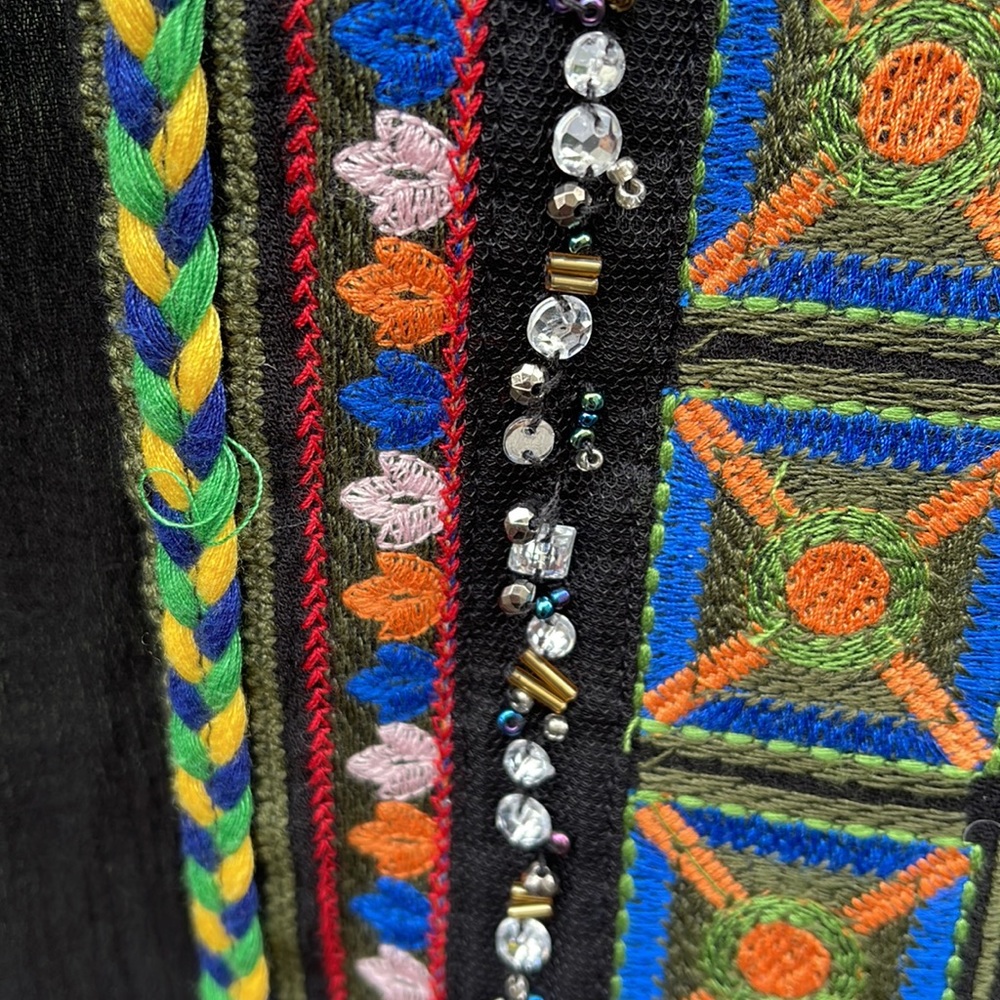 Anthropologie Dor Dor Couture Embroidered Beaded Rhinestone Fringe Shacket Top - Picture 14 of 16